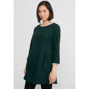Seasalt Cornwall Tunic Cotton Corduroy Pine Green 3/4 Sleeves US 12 Cottagecore